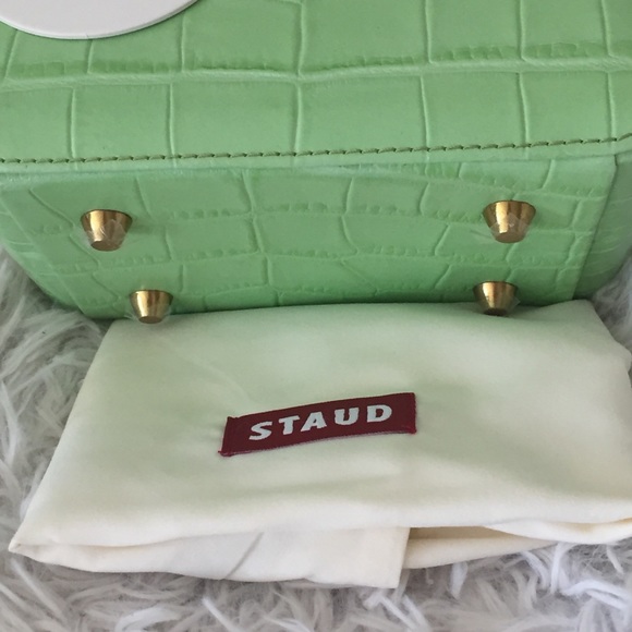 STAUD Kenny Croc-Embossed Leather Top Handle Bag - Picture 12 of 14